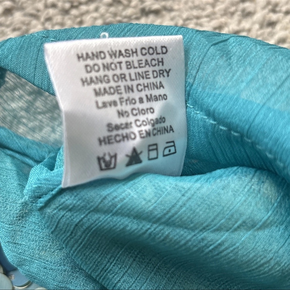 Blush Noir Boutique Women’s teal sequin California Bohemian Hippie Love Blouse L - Picture 8 of 12